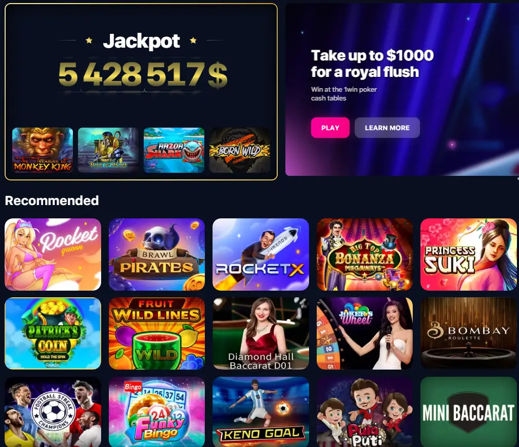 1win casino recommended games